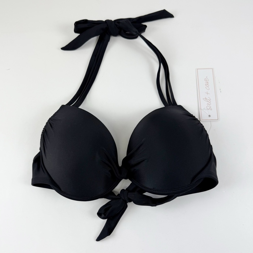 Salt + Cove Bikini Top Womens Large Halter Black NWT
